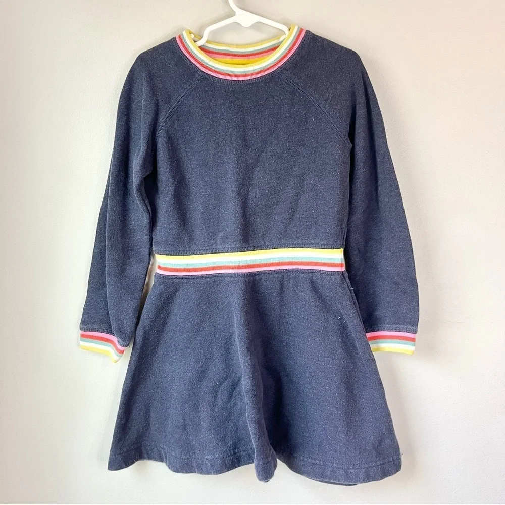 Mini Boden Navy Stripe crewneck Sweatshirt Dress